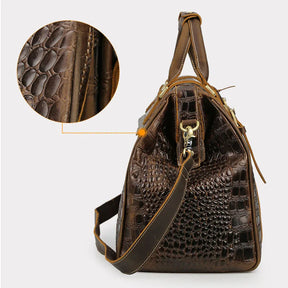 Crocodile Pattern Leather Travel Bag