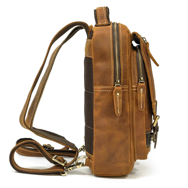 Leather Travel Daypack Shoulder Bag