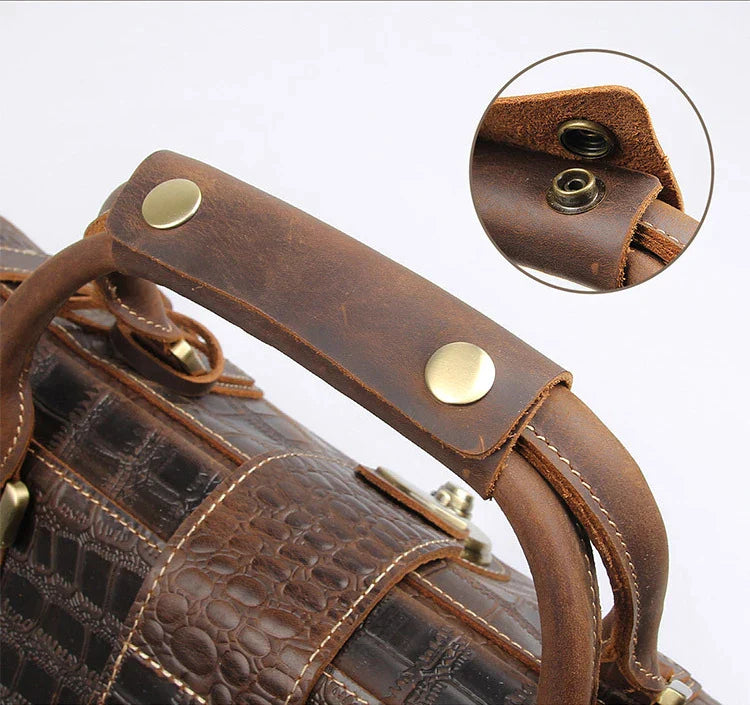 Crocodile Pattern Leather Travel Bag