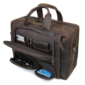 Leather 17" Business Travel Briefcase