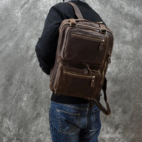 Leather Travel Backpack Shoulder Bag