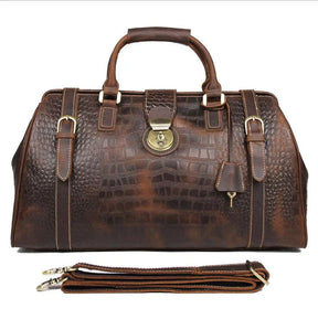 Crocodile Pattern Leather Travel Bag