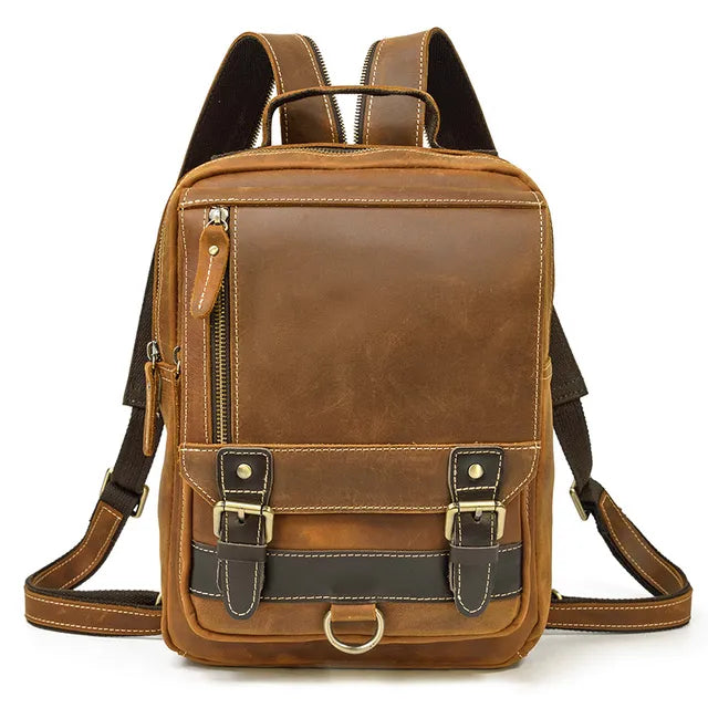 Leather Travel Daypack Shoulder Bag