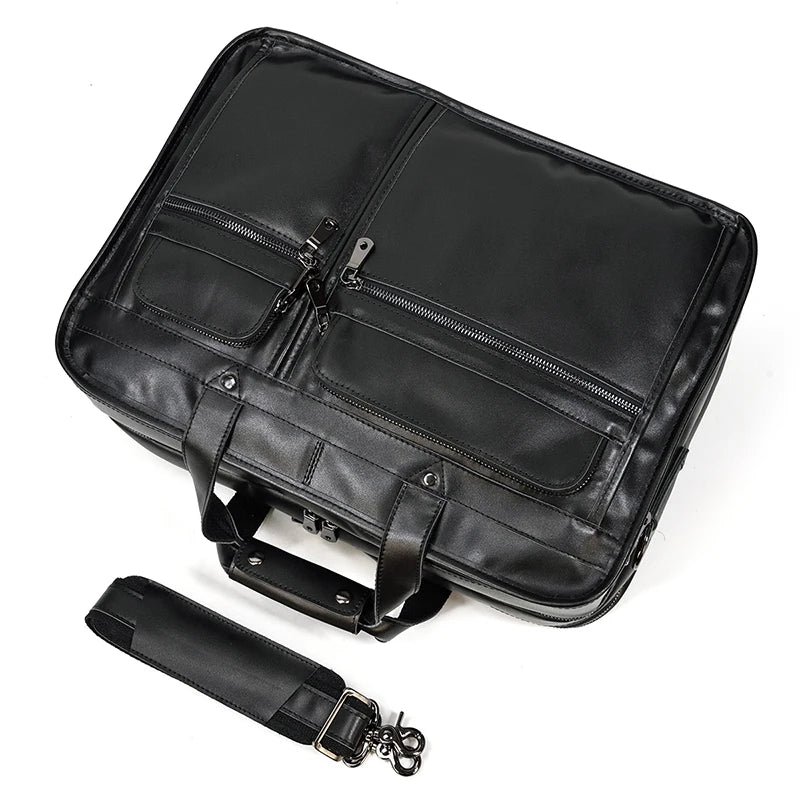 Leather 17" Business Travel Briefcase