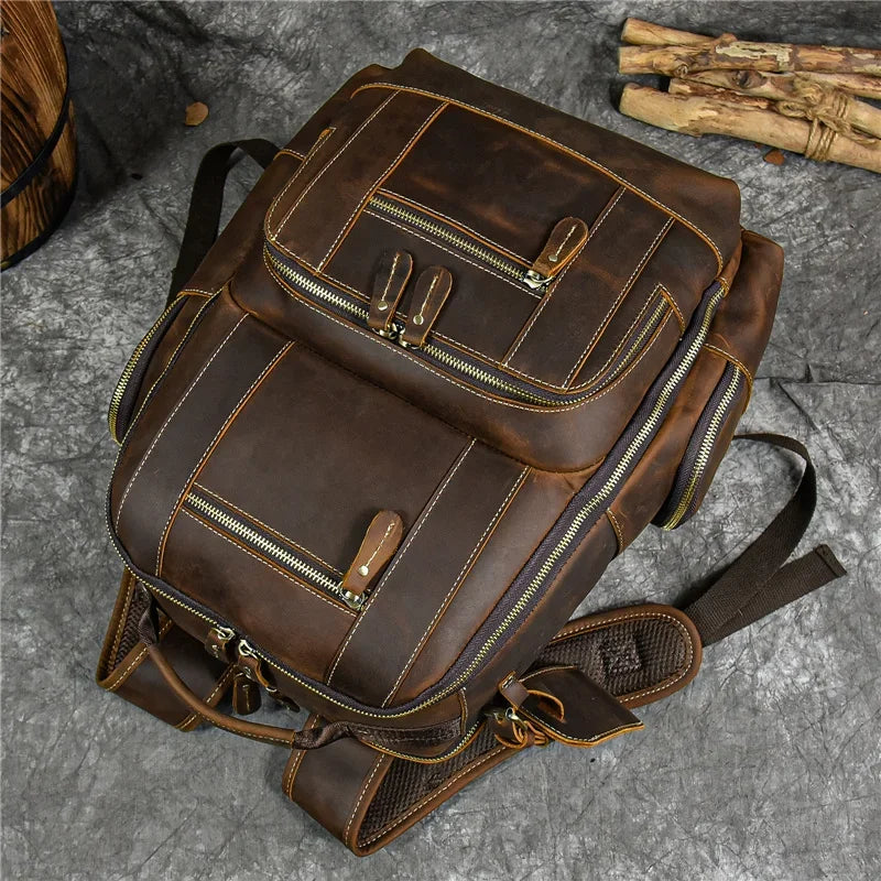 Vintage Leather Travel Backpack