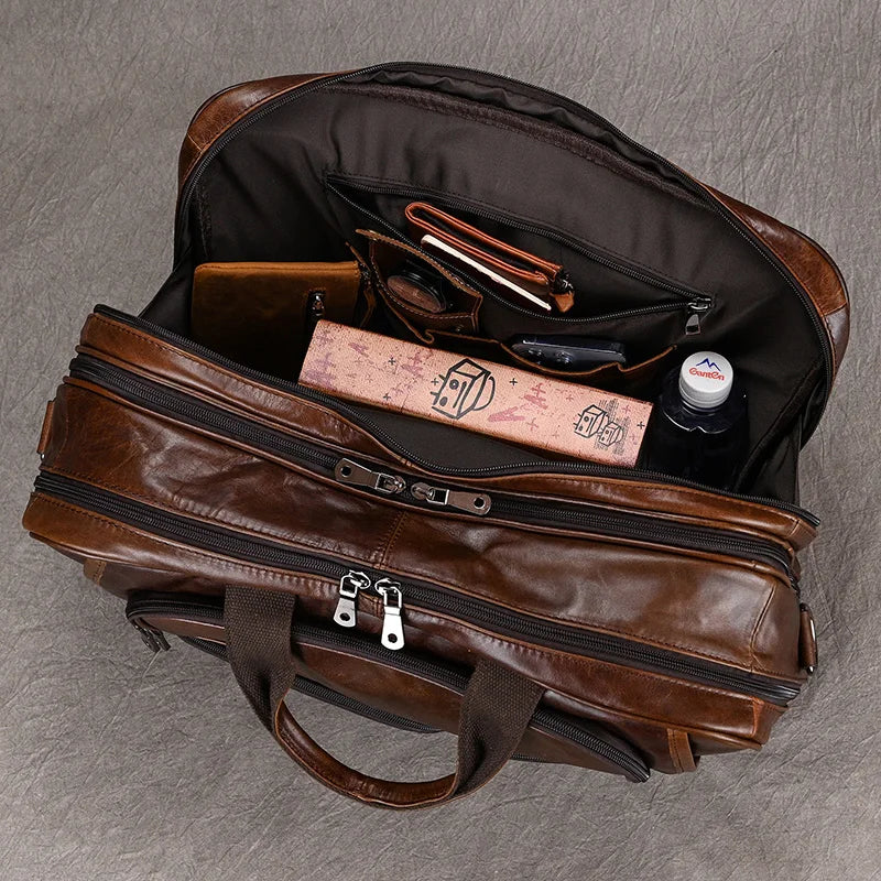 Leather 17" Business Travel Briefcase