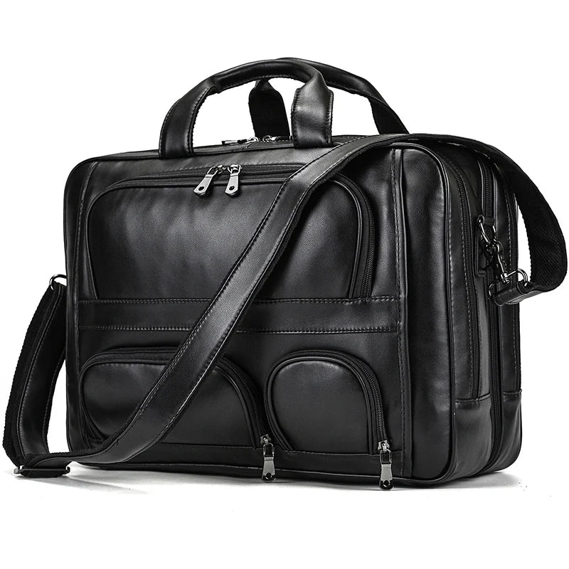 Leather 17" Business Travel Briefcase