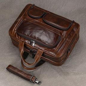 Leather 17" Business Travel Briefcase