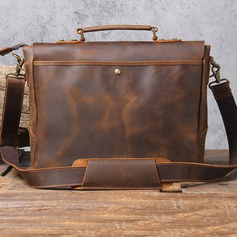 Leather 14" Briefcase Shoulder Bag