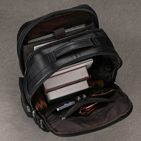 Black Leather Travel Backpack