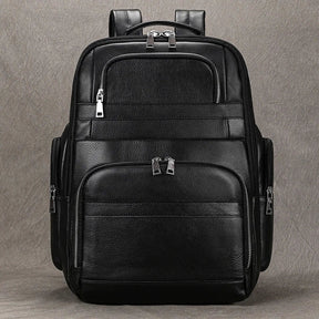 Black Leather Travel Backpack