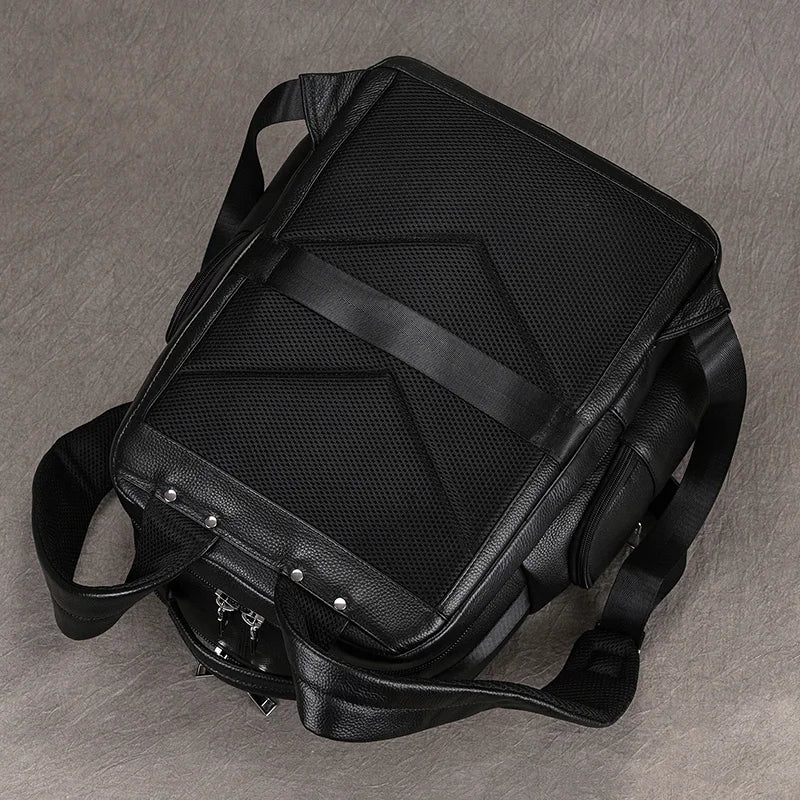 Black Leather Travel Backpack