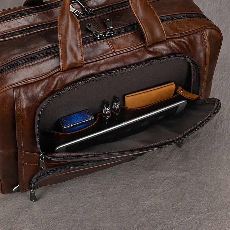 Leather 17" Business Travel Briefcase