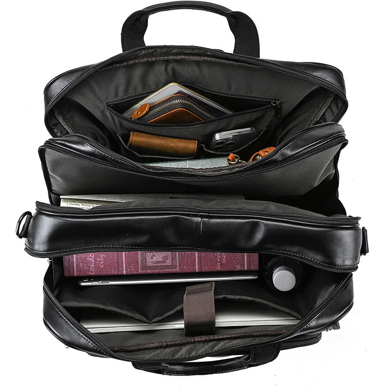 Leather 17" Business Travel Briefcase