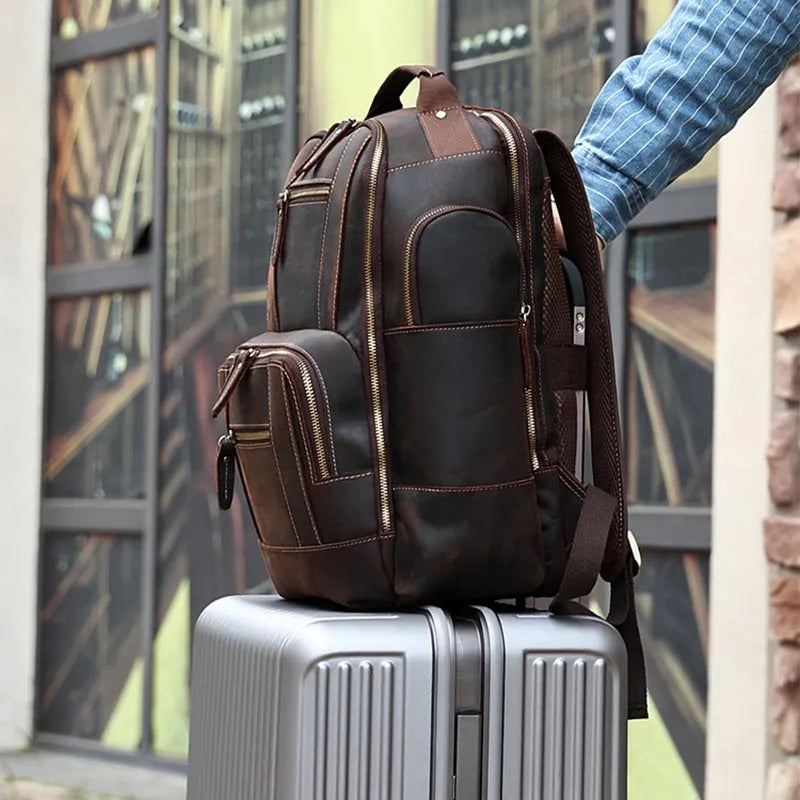 Vintage Leather Travel Backpack