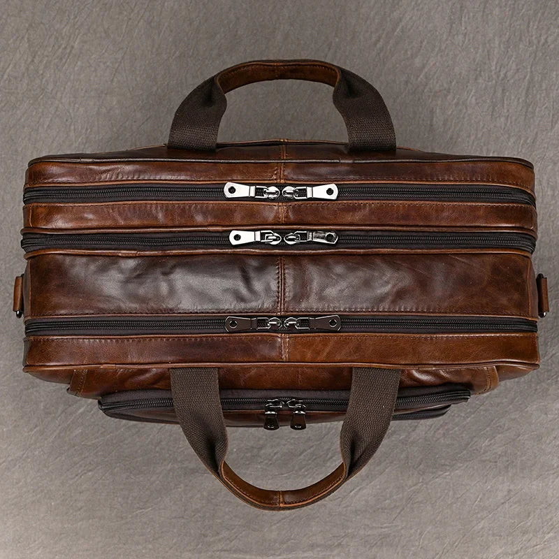 Leather 17" Business Travel Briefcase