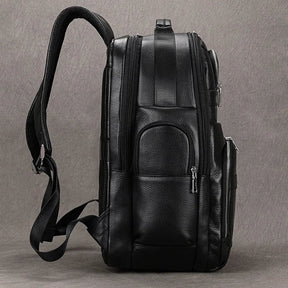 Black Leather Travel Backpack