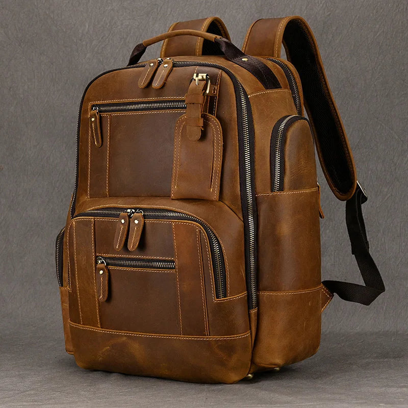 Vintage Leather Travel Backpack