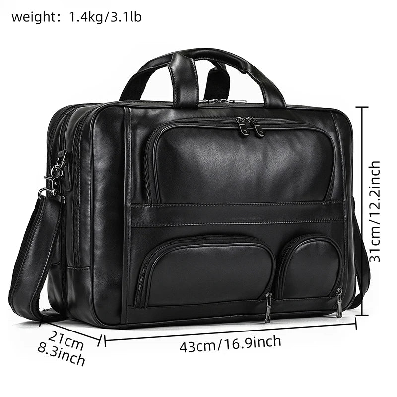 Leather 17" Business Travel Briefcase