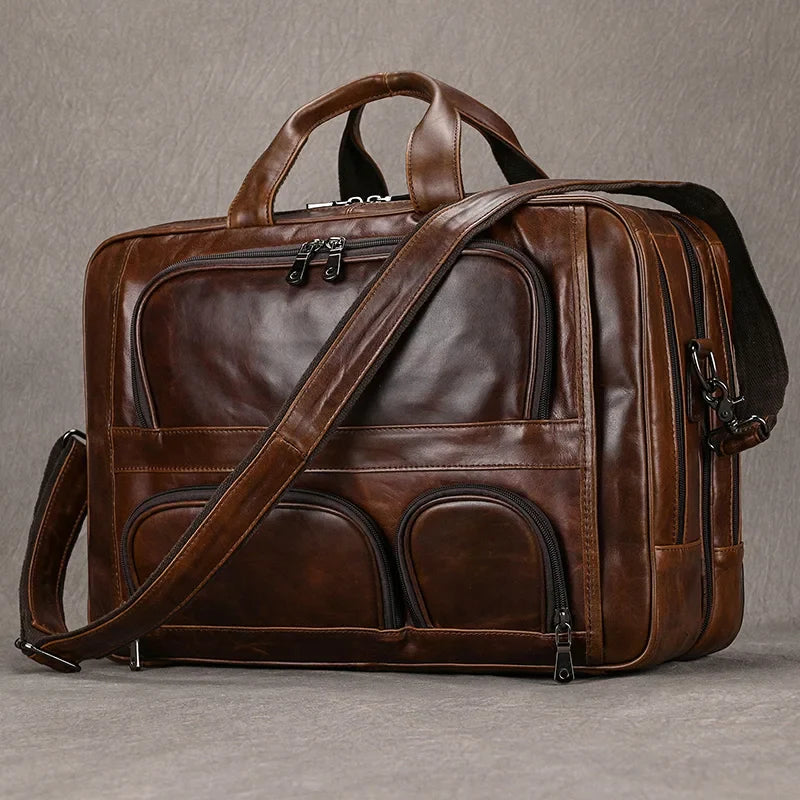 Leather 17" Business Travel Briefcase