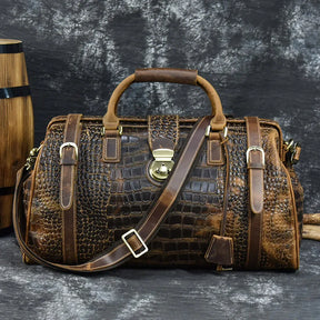 Crocodile Pattern Leather Travel Bag