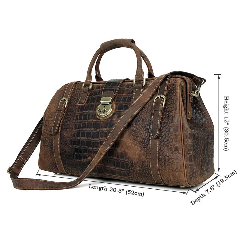 Crocodile Pattern Leather Travel Bag