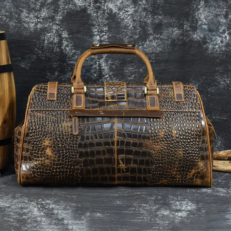 Crocodile Pattern Leather Travel Bag